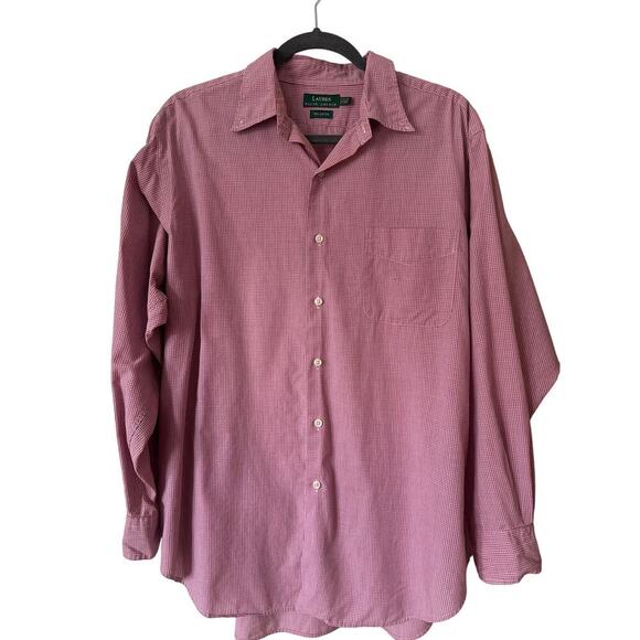 Lauren by Ralph Lauren Other - Lauren Ralph Lauren Men’s Red Check ButtonUp Shirt, Size 16.5 32/33, 100% Cotton